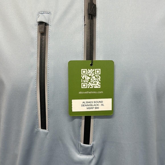 NWT Above The Links Elite Performance Denim Blue-Black Golf Rain Wind Jacket XL - Picture 11 of 15